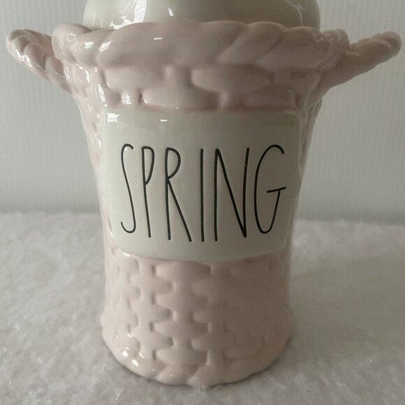 Rae Dunn Easter Bunny SPRING Pink Basket Canister Bunny Tail Lid Magenta 2022 - Picture 2 of 16